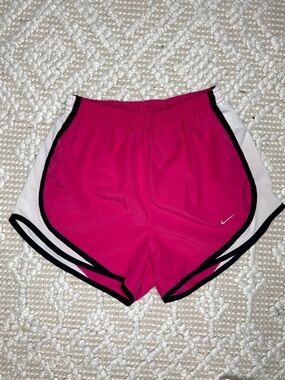 Nike Women's Bright Pink Athletic Shorts with Black & White Trim